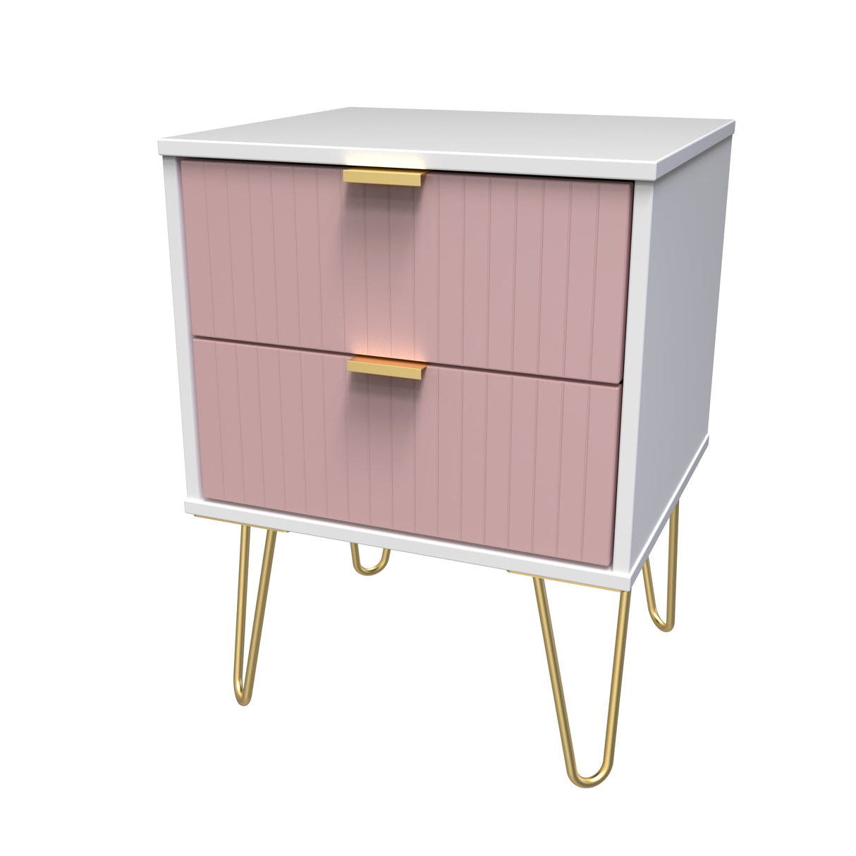 Linear 2 Drawer Bedside Cabinet with Hairpin Legs - Welcome Furniture