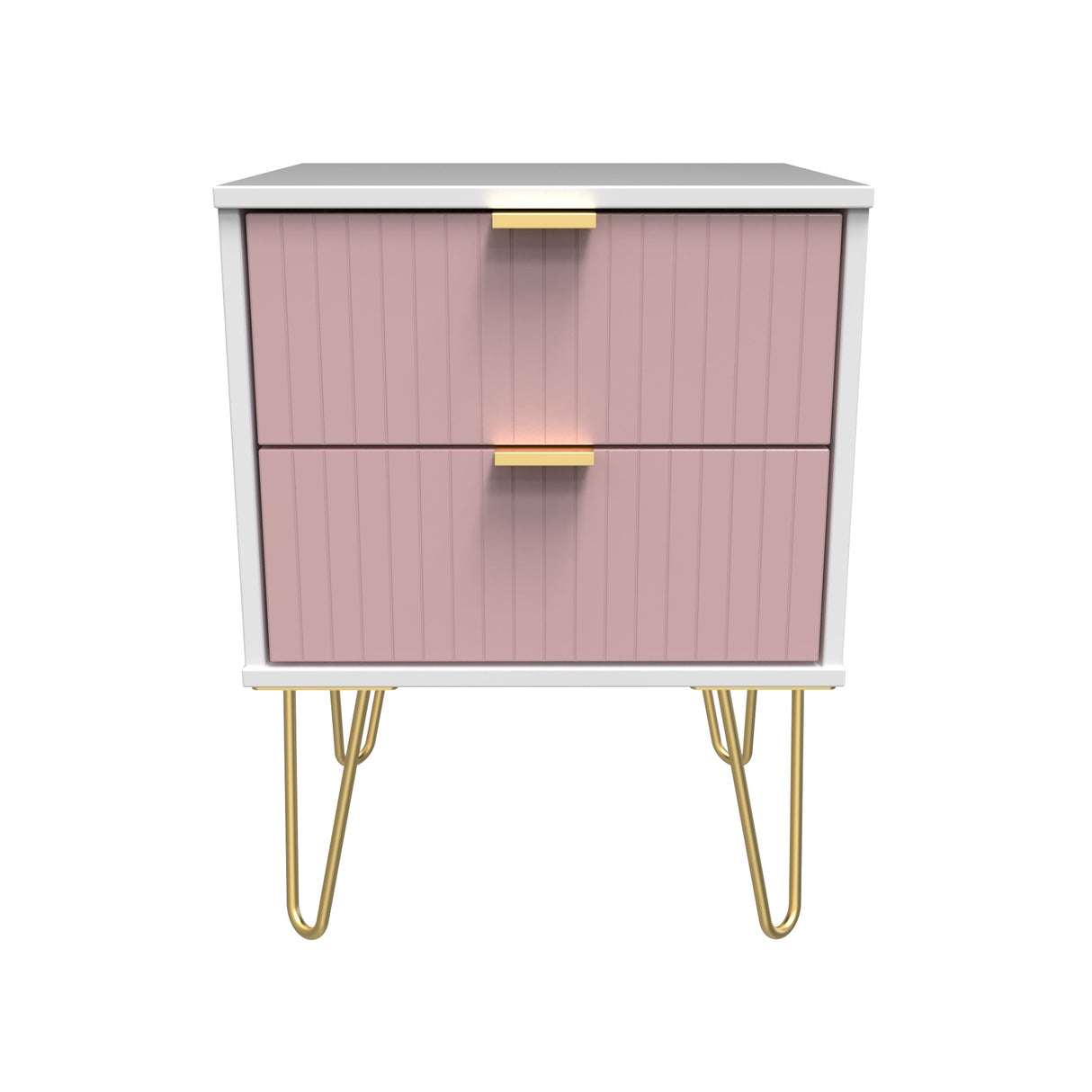 Linear 2 Drawer Bedside Cabinet with Hairpin Legs - Welcome Furniture