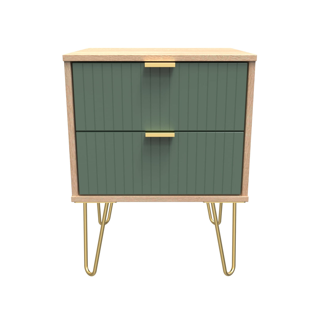 Linear 2 Drawer Bedside Cabinet with Hairpin Legs - Welcome Furniture