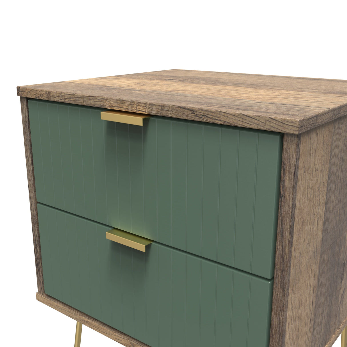 Linear 2 Drawer Bedside Cabinet with Hairpin Legs - Welcome Furniture