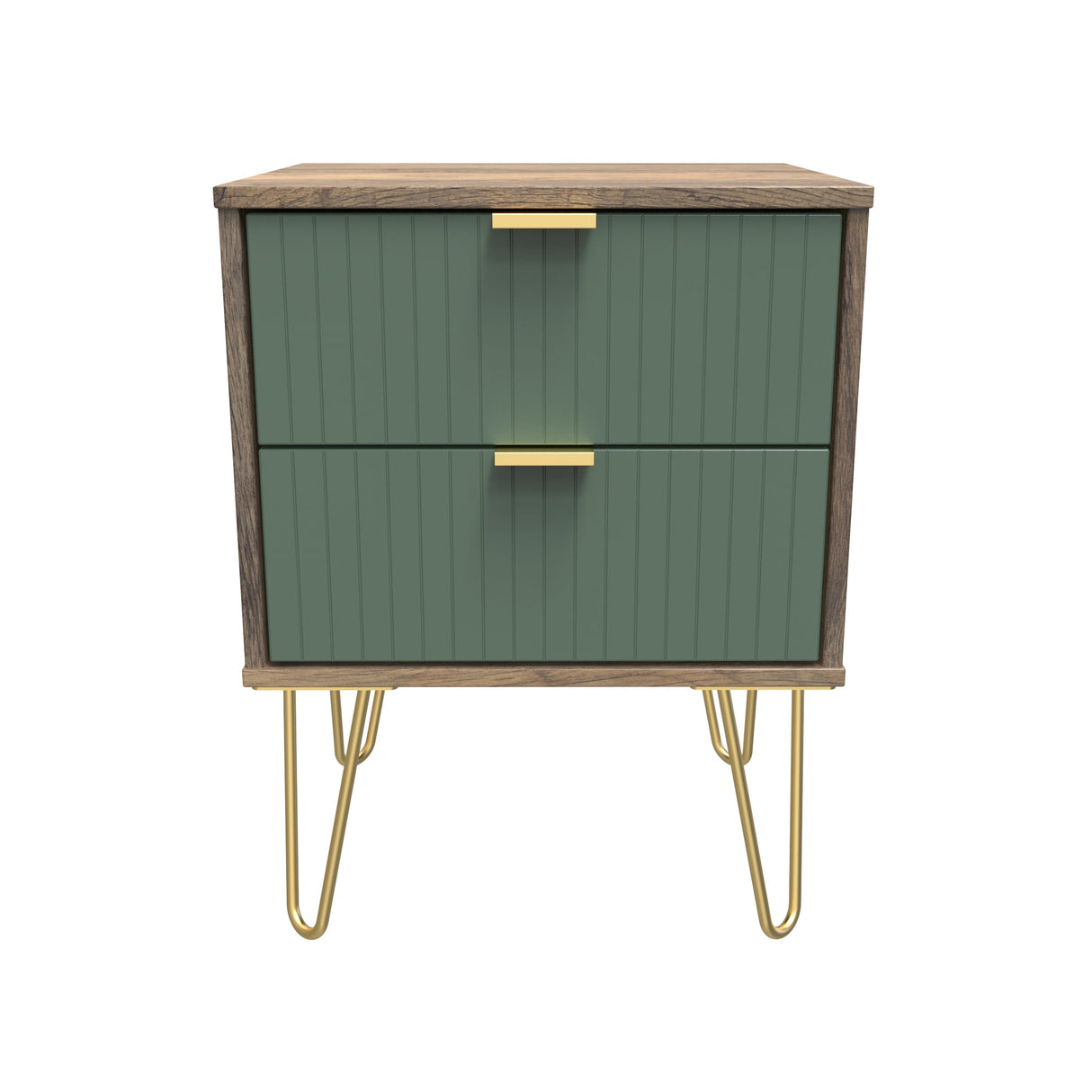 Linear 2 Drawer Bedside Cabinet with Hairpin Legs - Welcome Furniture