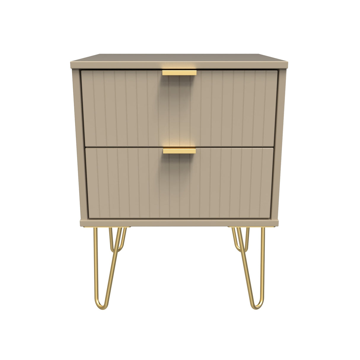 Linear 2 Drawer Bedside Cabinet with Hairpin Legs - Welcome Furniture
