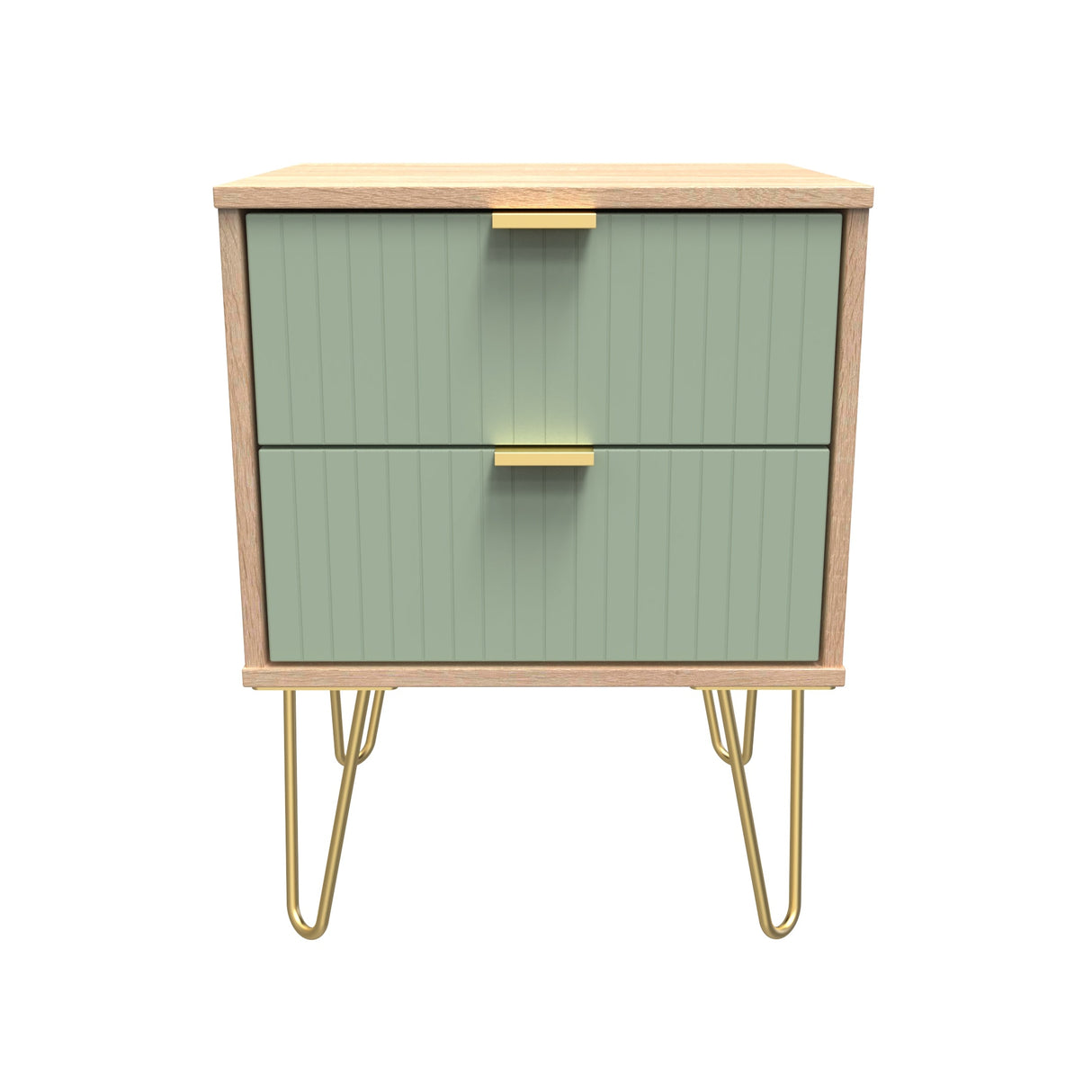 Linear 2 Drawer Bedside Cabinet with Hairpin Legs - Welcome Furniture