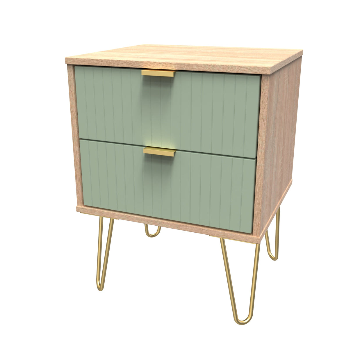Linear 2 Drawer Bedside Cabinet with Hairpin Legs - Welcome Furniture