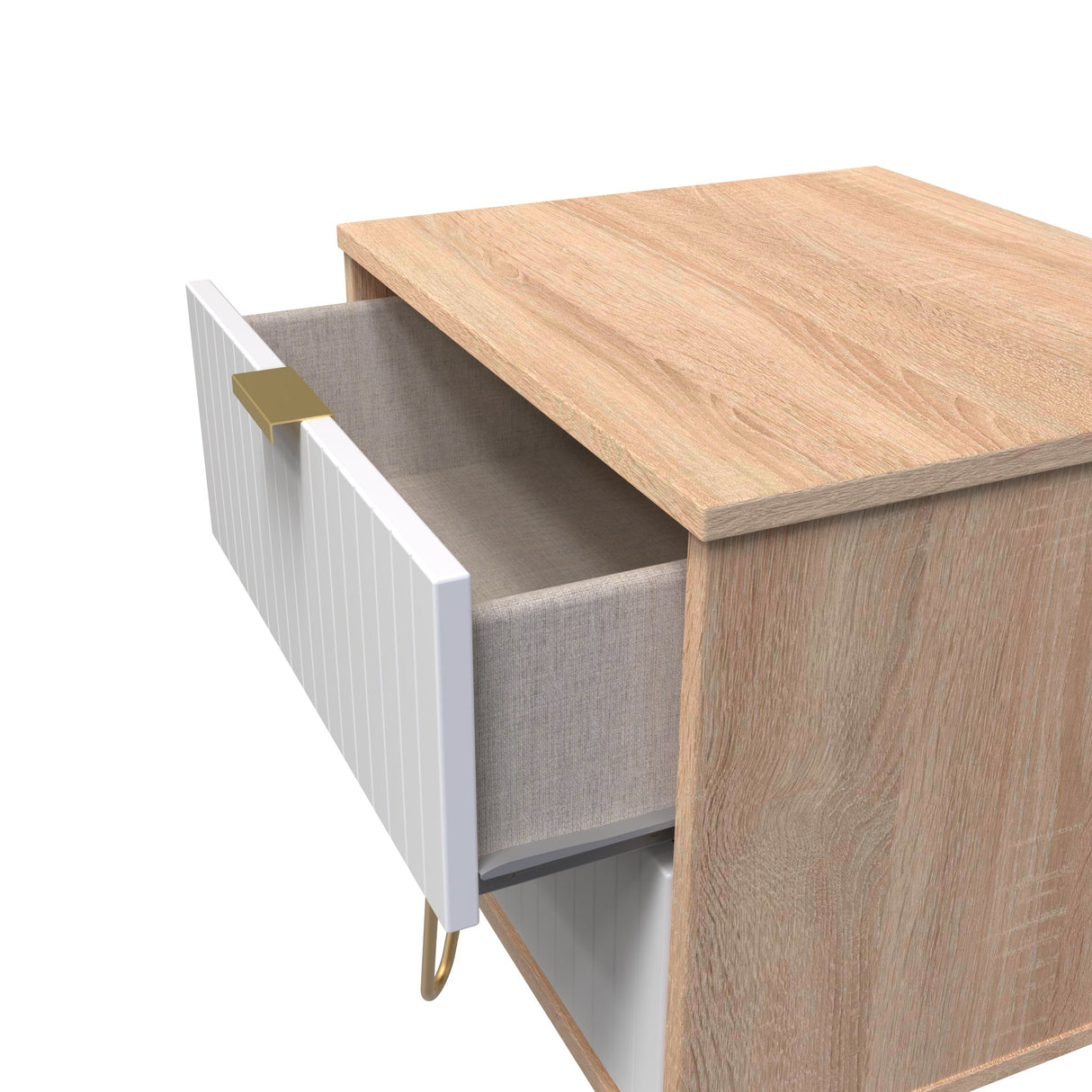 Linear 2 Drawer Bedside Cabinet with Hairpin Legs - Welcome Furniture