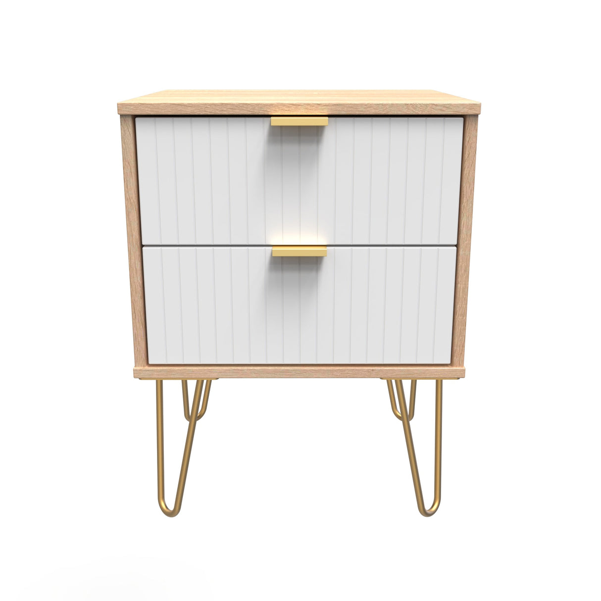 Linear 2 Drawer Bedside Cabinet with Hairpin Legs - Welcome Furniture