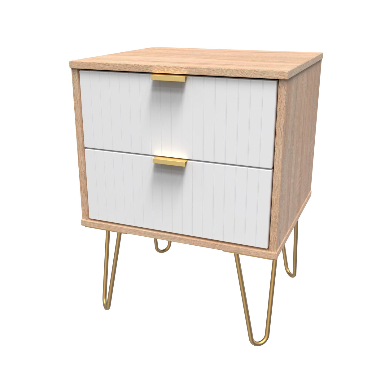 Linear 2 Drawer Bedside Cabinet with Hairpin Legs - Welcome Furniture