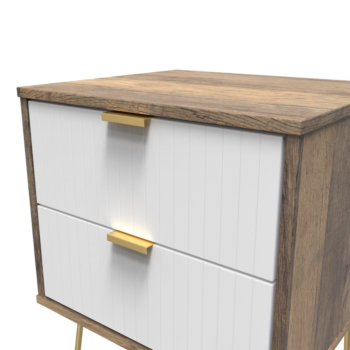Linear 2 Drawer Bedside Cabinet with Hairpin Legs - Welcome Furniture