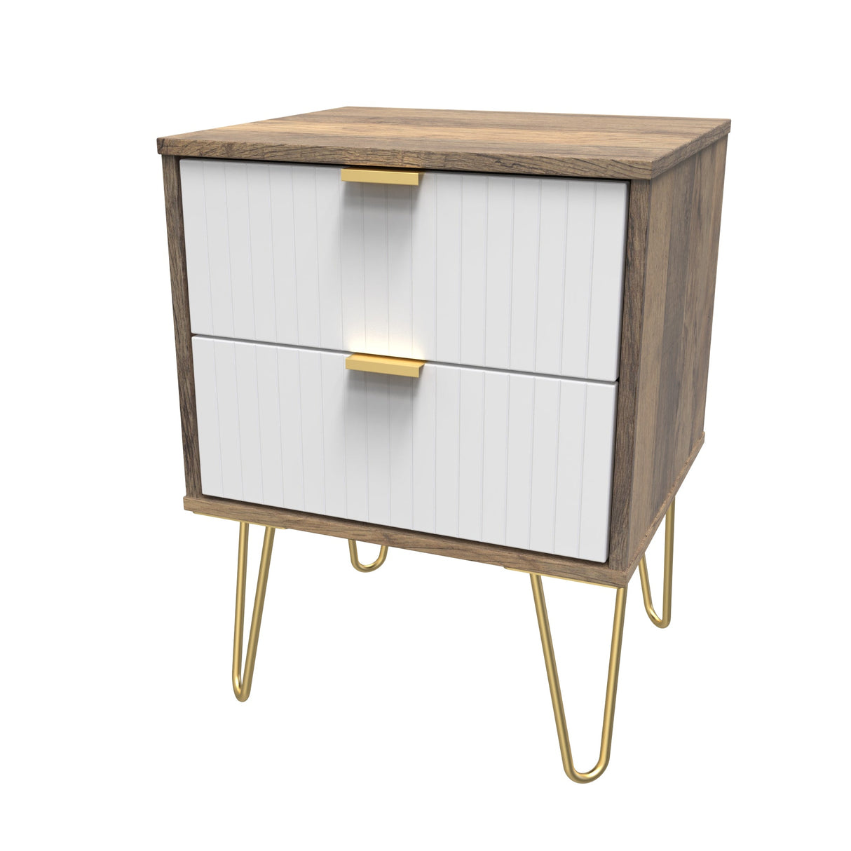 Linear 2 Drawer Bedside Cabinet with Hairpin Legs - Welcome Furniture