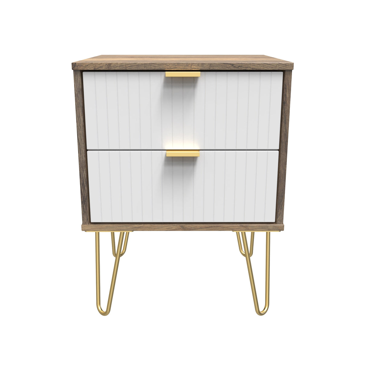 Linear 2 Drawer Bedside Cabinet with Hairpin Legs - Welcome Furniture