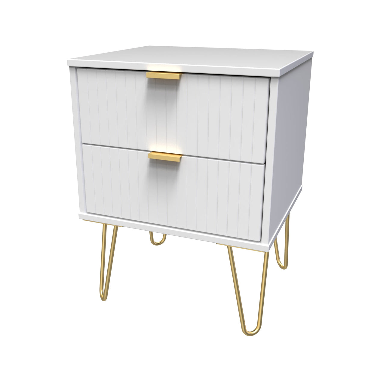 Linear 2 Drawer Bedside Cabinet with Hairpin Legs - Welcome Furniture