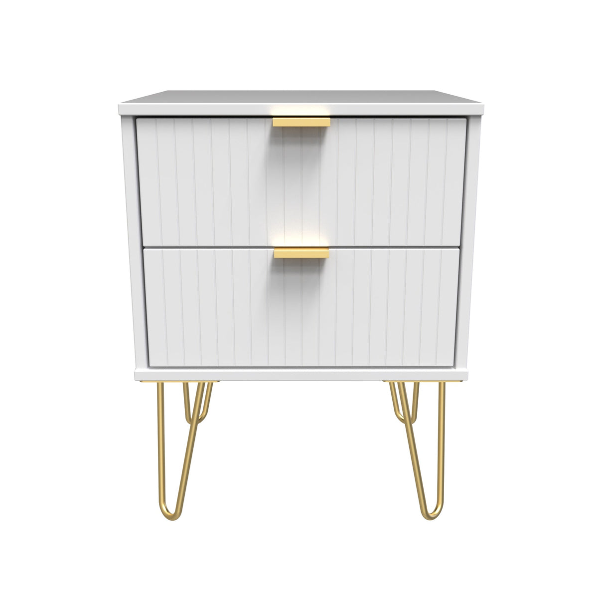 Linear 2 Drawer Bedside Cabinet with Hairpin Legs - Welcome Furniture