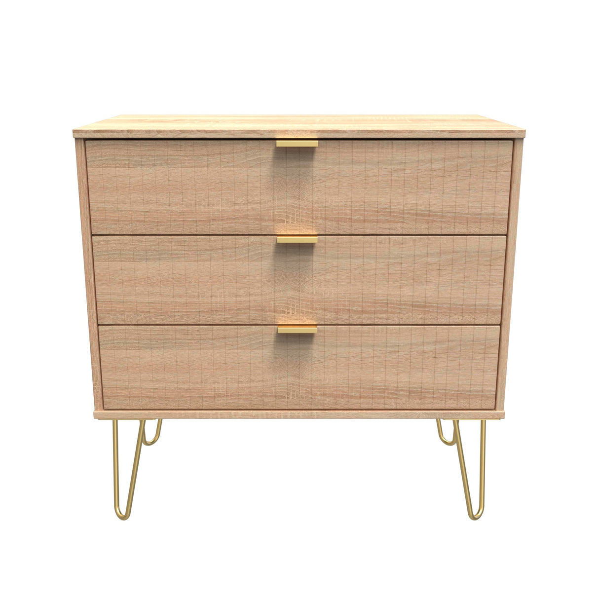 Linear 3 Drawer Chest with Gold Hairpin Legs - Welcome Furniture
