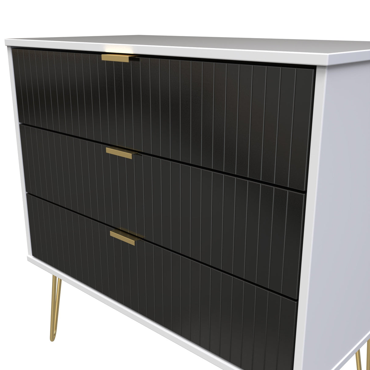 Linear 3 Drawer Chest with Gold Hairpin Legs - Welcome Furniture