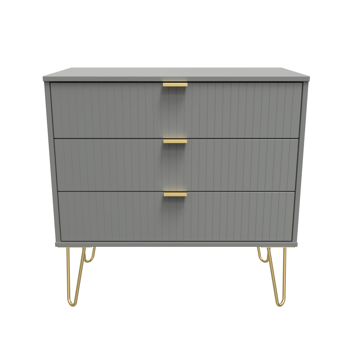Linear 3 Drawer Chest with Gold Hairpin Legs - Welcome Furniture