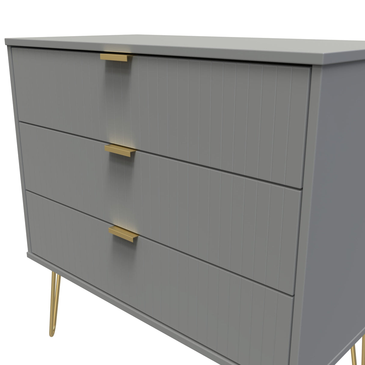 Linear 3 Drawer Chest with Gold Hairpin Legs - Welcome Furniture