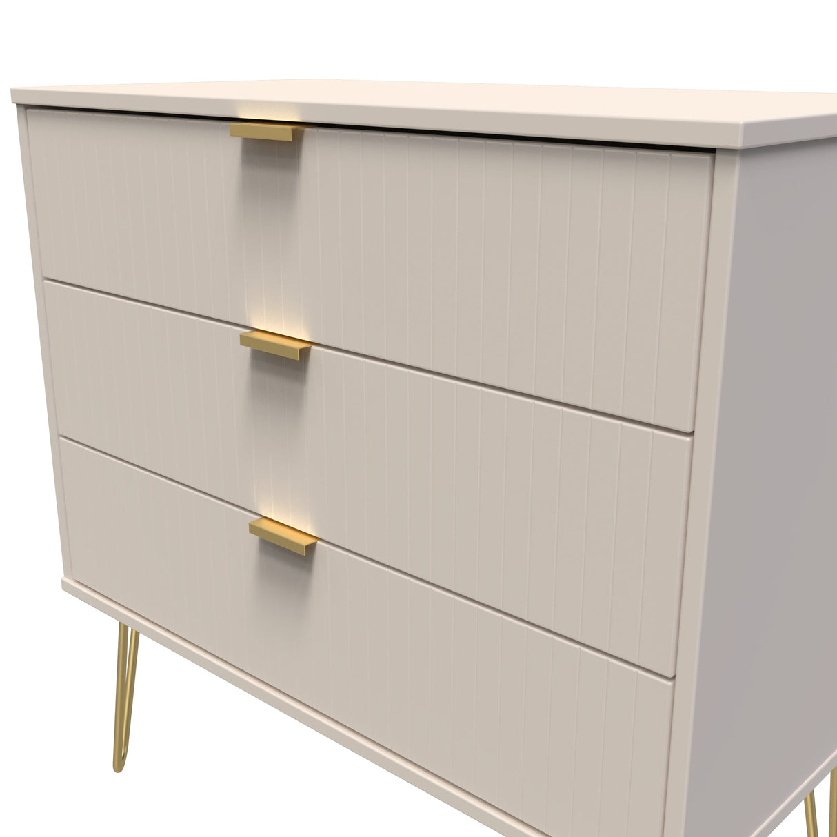 Linear 3 Drawer Chest with Gold Hairpin Legs - Welcome Furniture