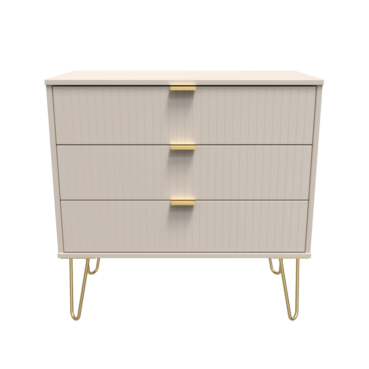 Linear 3 Drawer Chest with Gold Hairpin Legs - Welcome Furniture