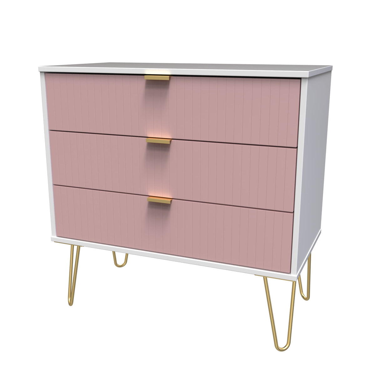 Linear 3 Drawer Chest with Gold Hairpin Legs - Welcome Furniture