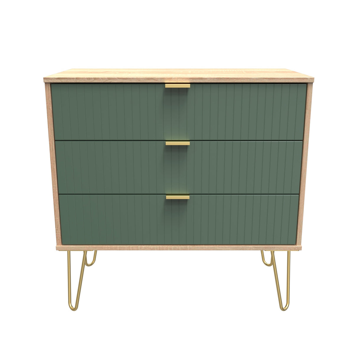 Linear 3 Drawer Chest with Gold Hairpin Legs - Welcome Furniture