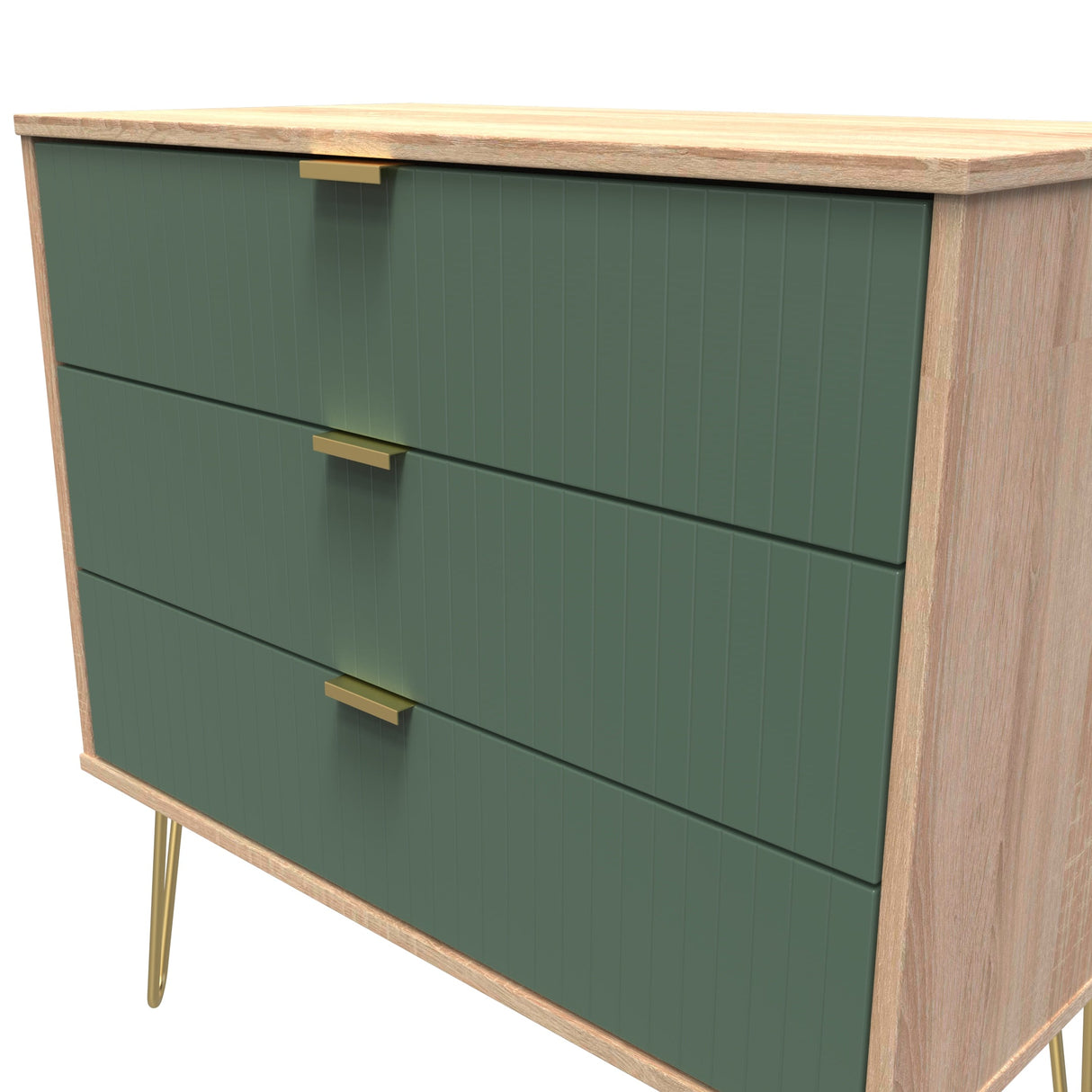 Linear 3 Drawer Chest with Gold Hairpin Legs - Welcome Furniture
