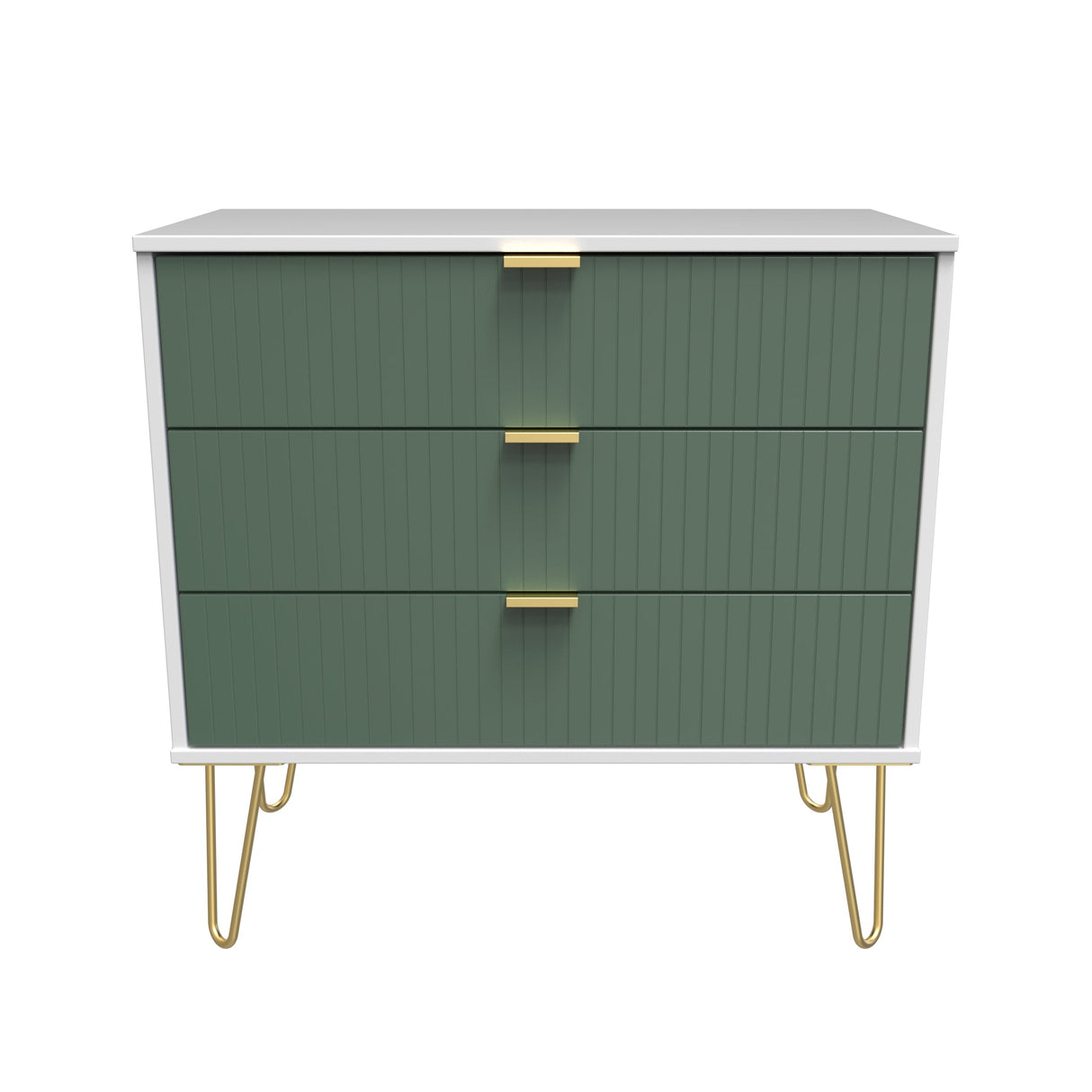 Linear 3 Drawer Chest with Gold Hairpin Legs - Welcome Furniture