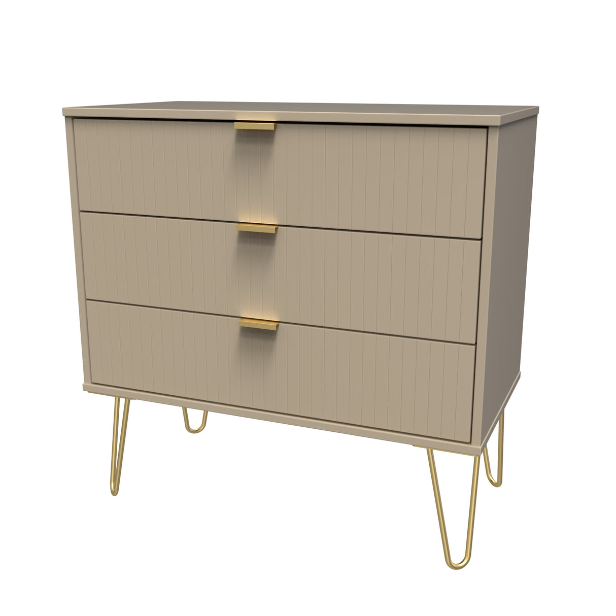 Linear 3 Drawer Chest with Gold Hairpin Legs - Welcome Furniture