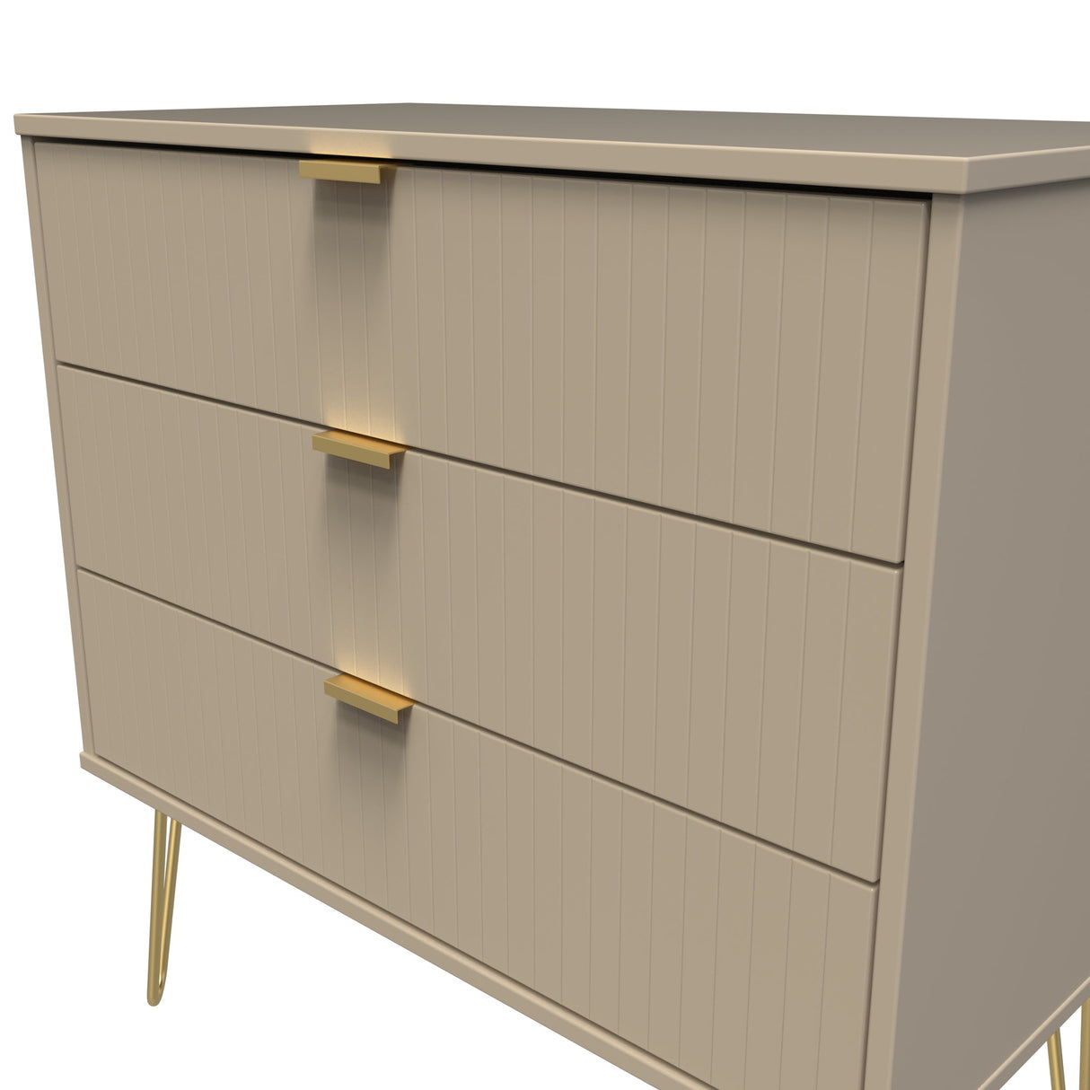 Linear 3 Drawer Chest with Gold Hairpin Legs - Welcome Furniture