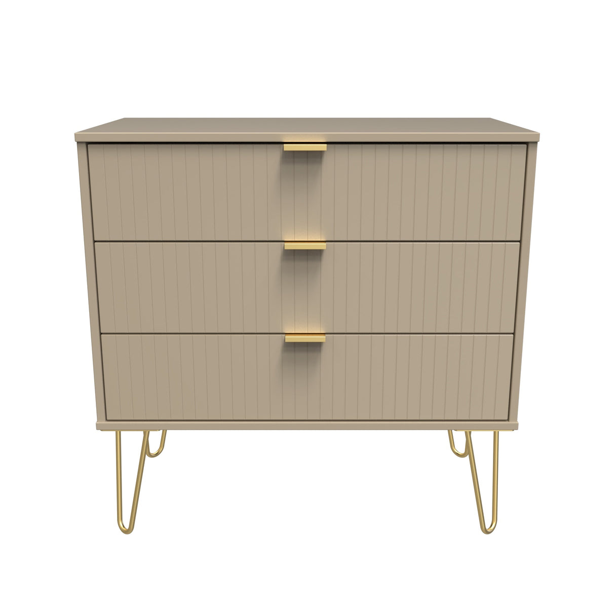 Linear 3 Drawer Chest with Gold Hairpin Legs - Welcome Furniture