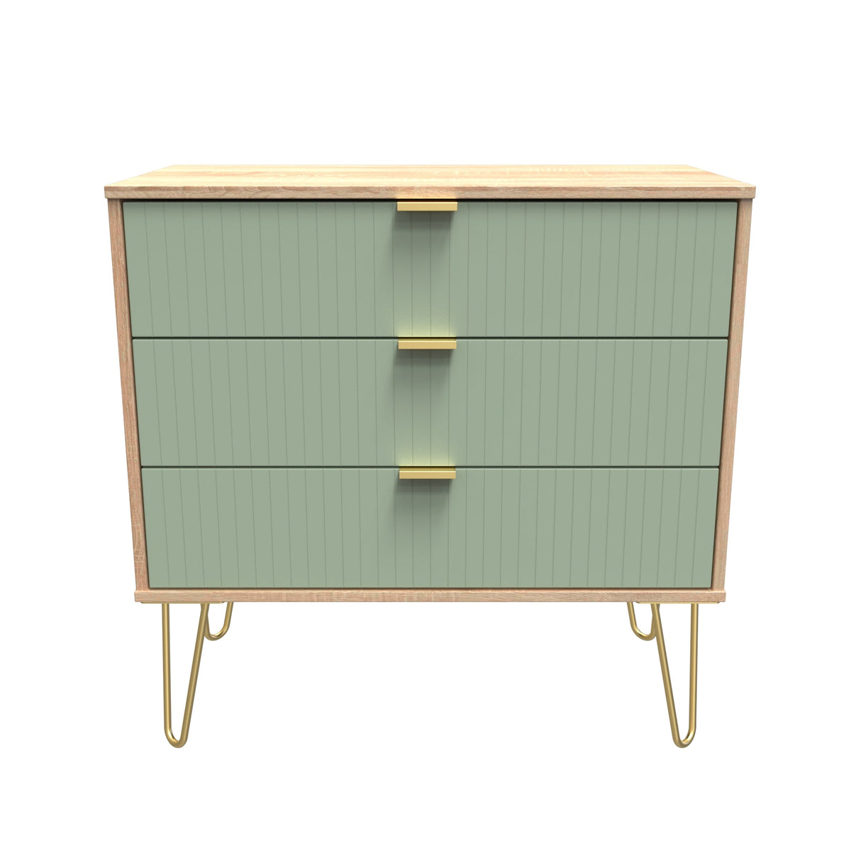 Linear 3 Drawer Chest with Gold Hairpin Legs - Welcome Furniture