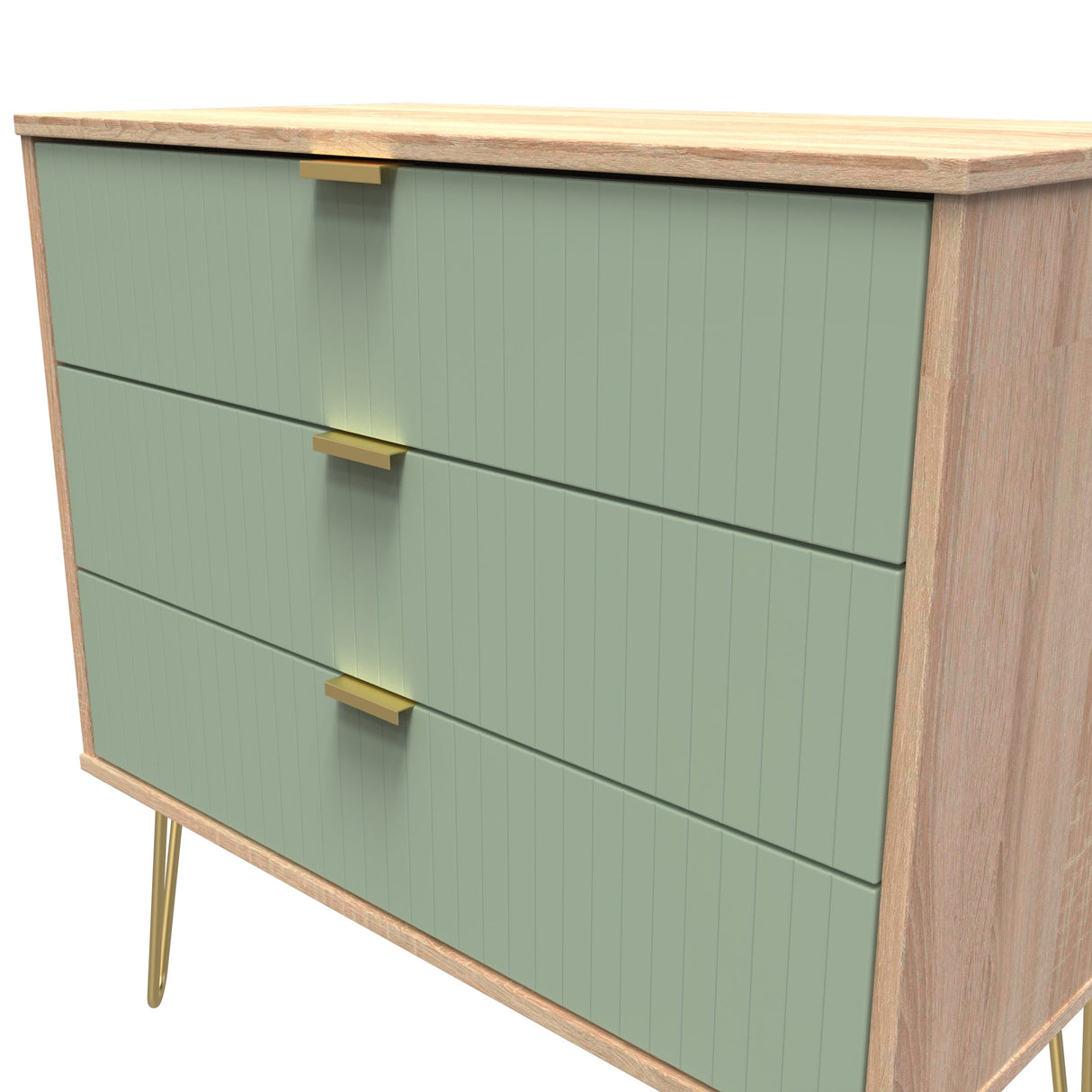 Linear 3 Drawer Chest with Gold Hairpin Legs - Welcome Furniture