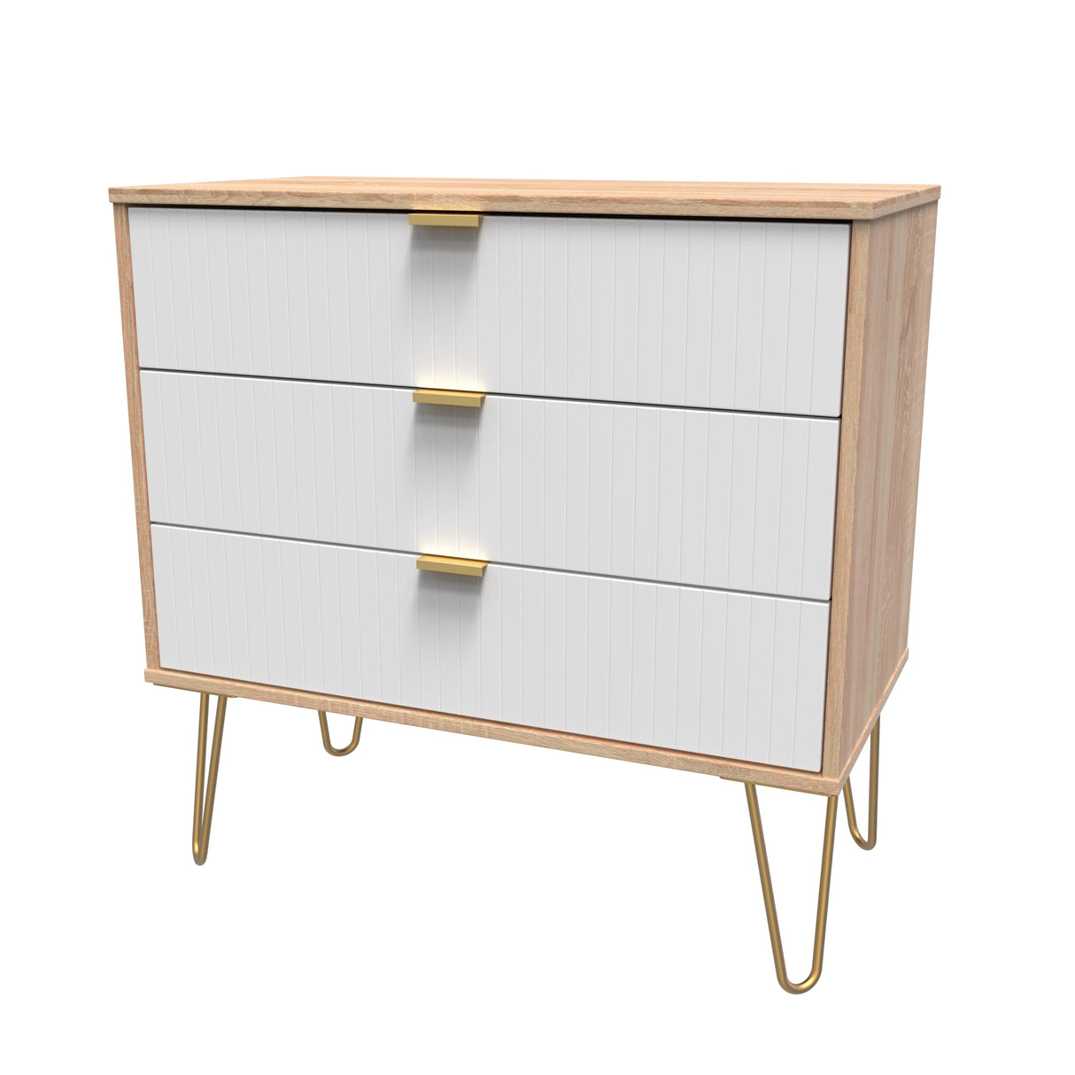 Linear 3 Drawer Chest with Gold Hairpin Legs - Welcome Furniture