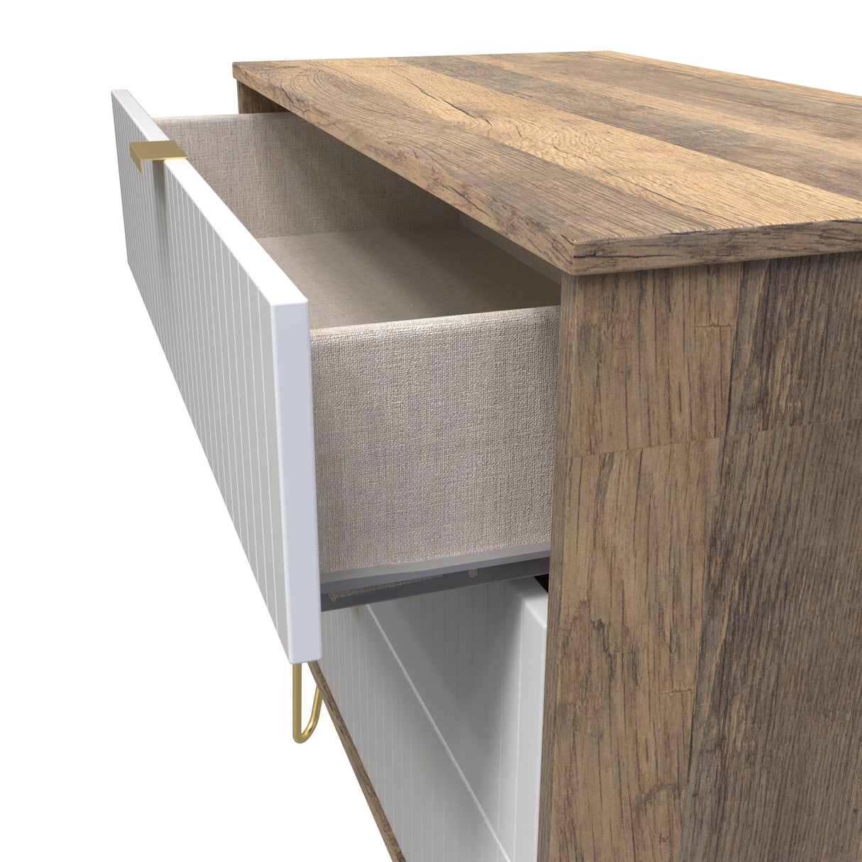 Linear 3 Drawer Chest with Gold Hairpin Legs - Welcome Furniture