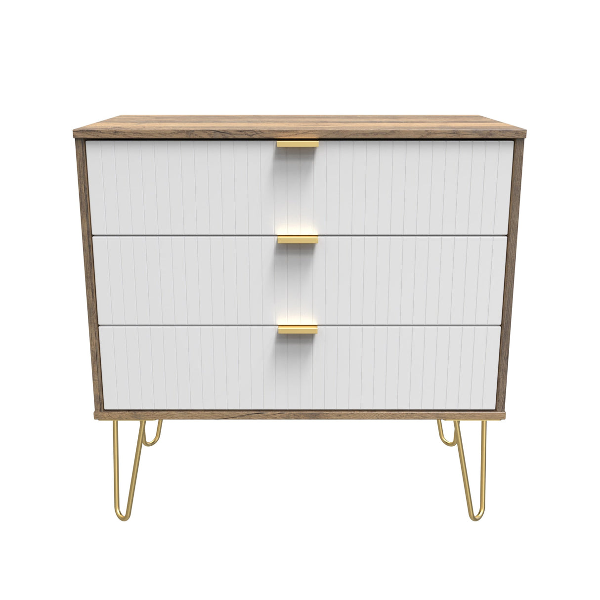Linear 3 Drawer Chest with Gold Hairpin Legs - Welcome Furniture