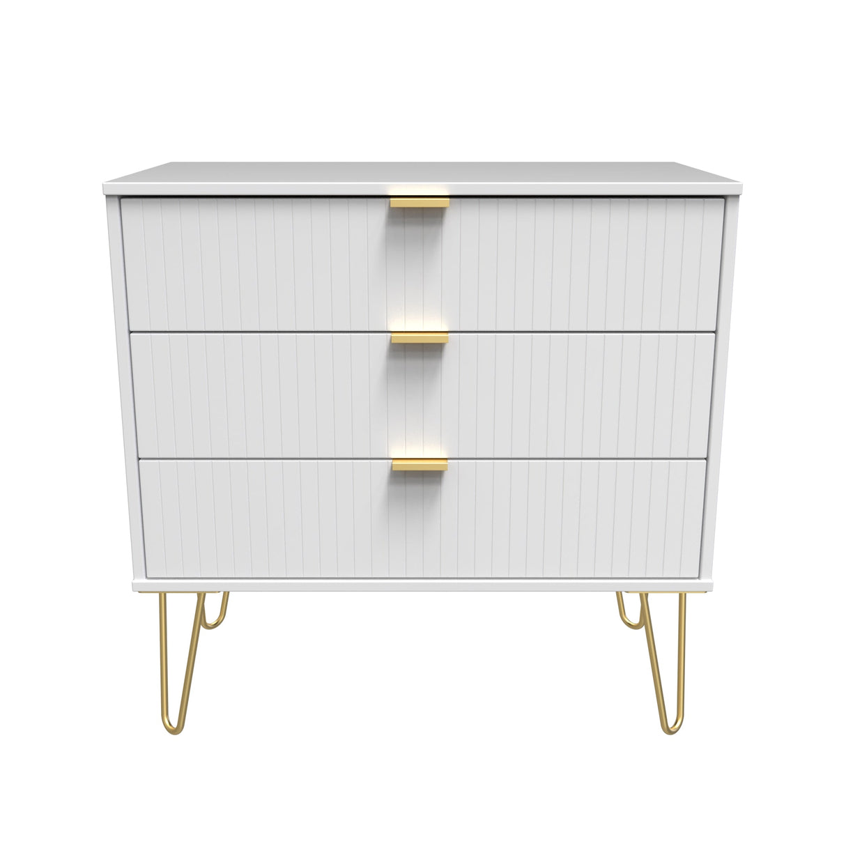 Linear 3 Drawer Chest with Gold Hairpin Legs - Welcome Furniture
