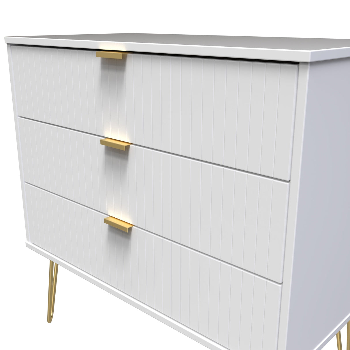 Linear 3 Drawer Chest with Gold Hairpin Legs - Welcome Furniture