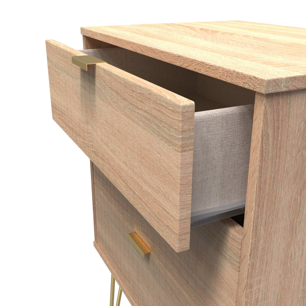 Linear 3 Drawer Midi Chest with Gold Hairpin Legs - Welcome Furniture