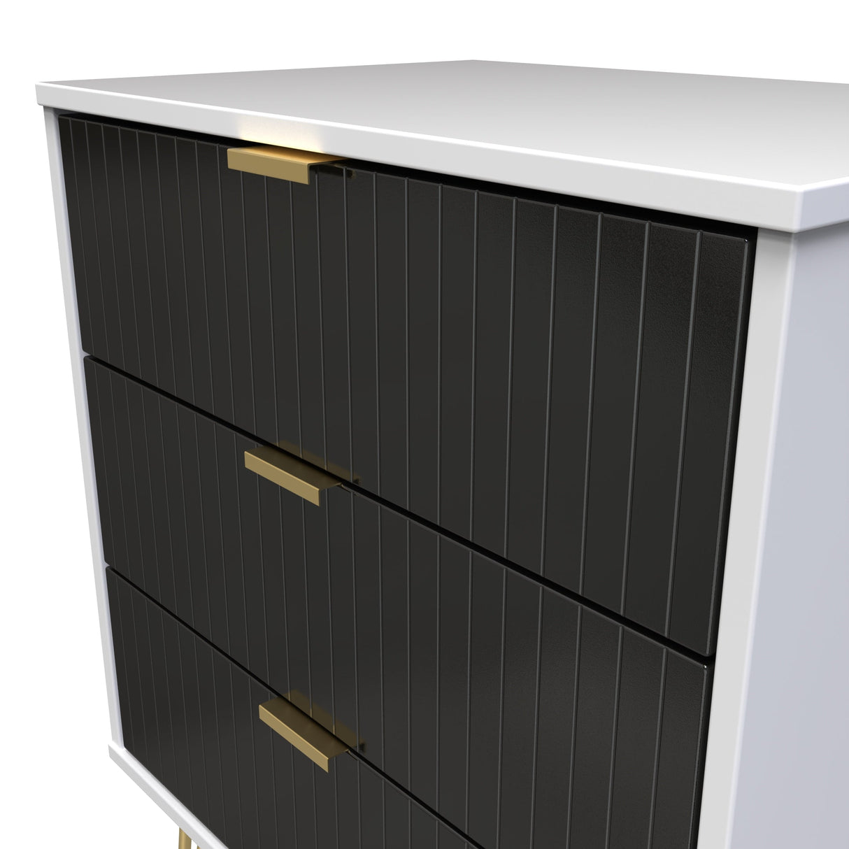 Linear 3 Drawer Midi Chest with Gold Hairpin Legs - Welcome Furniture
