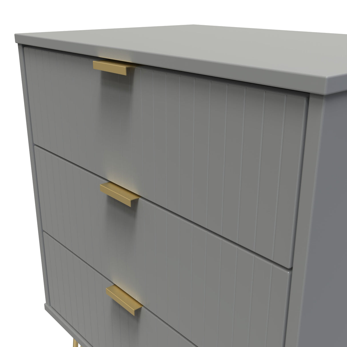 Linear 3 Drawer Midi Chest with Gold Hairpin Legs - Welcome Furniture
