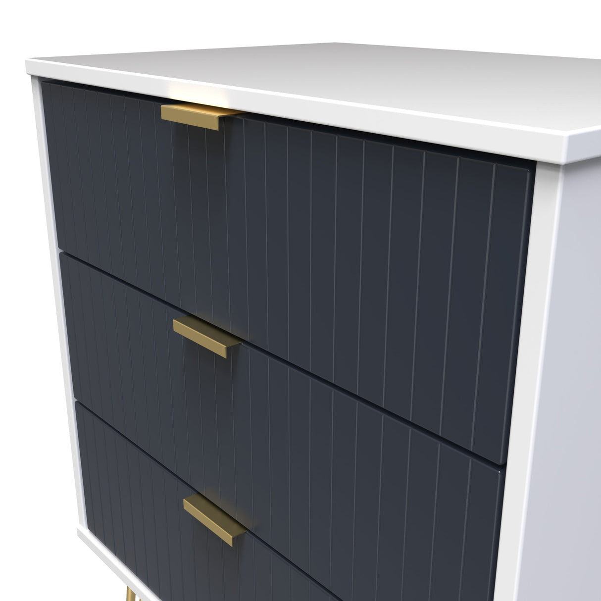 Linear 3 Drawer Midi Chest with Gold Hairpin Legs - Welcome Furniture