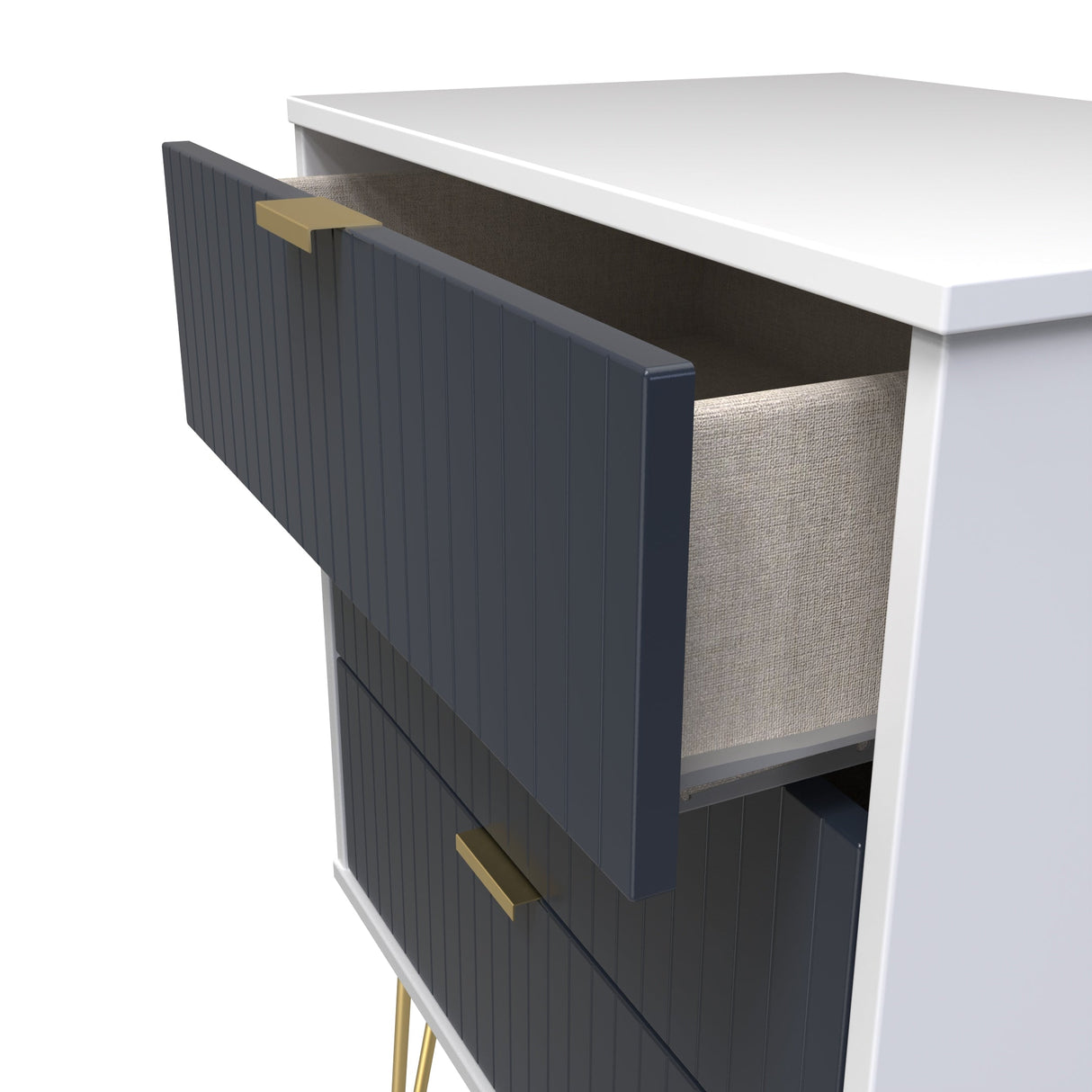 Linear 3 Drawer Midi Chest with Gold Hairpin Legs - Welcome Furniture