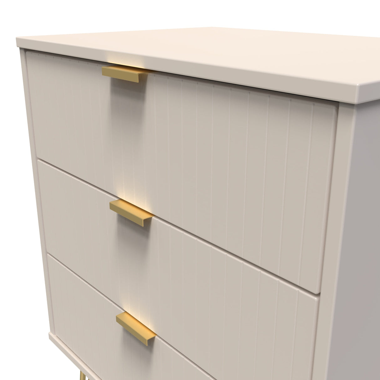 Linear 3 Drawer Midi Chest with Gold Hairpin Legs - Welcome Furniture