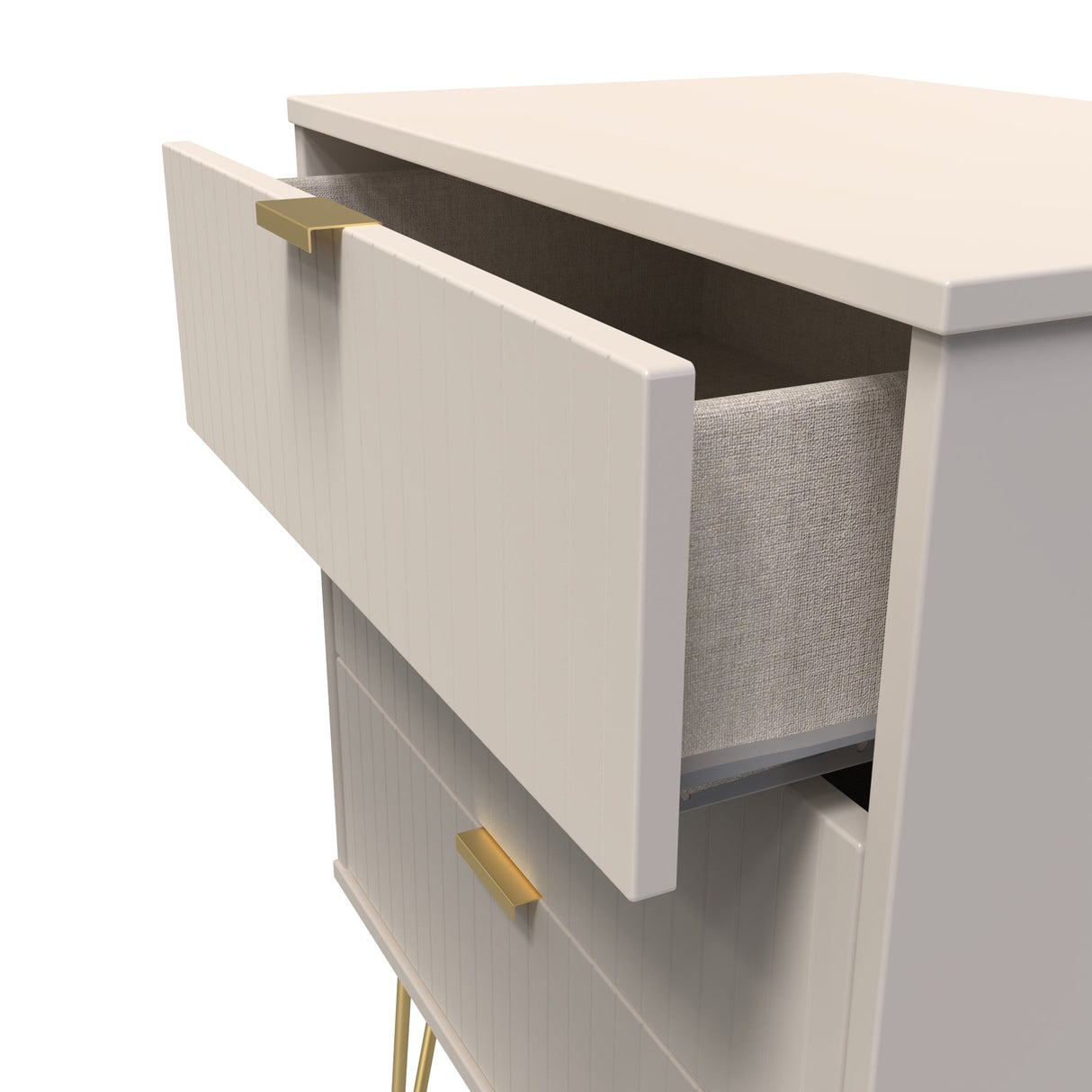 Linear 3 Drawer Midi Chest with Gold Hairpin Legs - Welcome Furniture