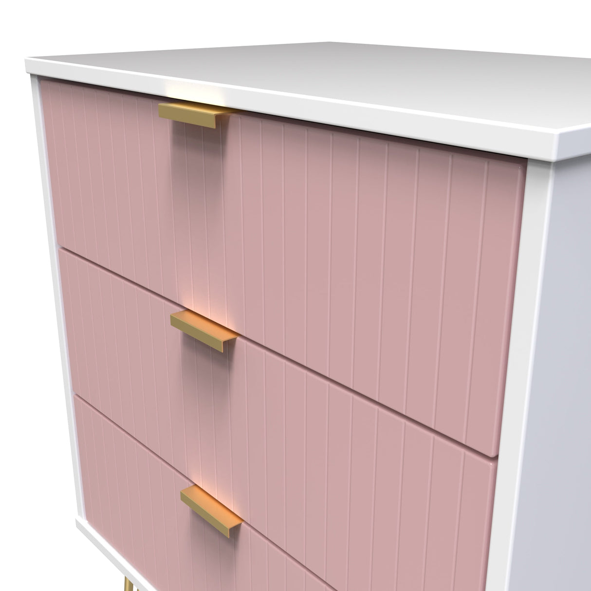 Linear 3 Drawer Midi Chest with Gold Hairpin Legs - Welcome Furniture