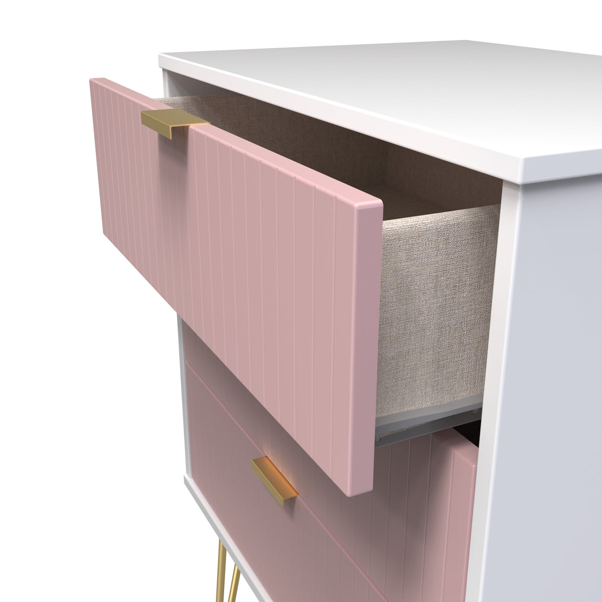 Linear 3 Drawer Midi Chest with Gold Hairpin Legs - Welcome Furniture