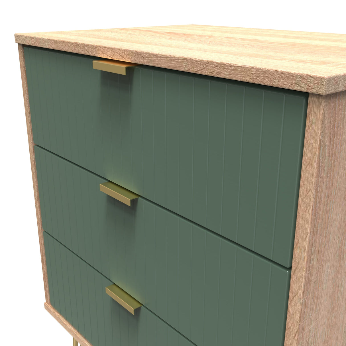 Linear 3 Drawer Midi Chest with Gold Hairpin Legs - Welcome Furniture