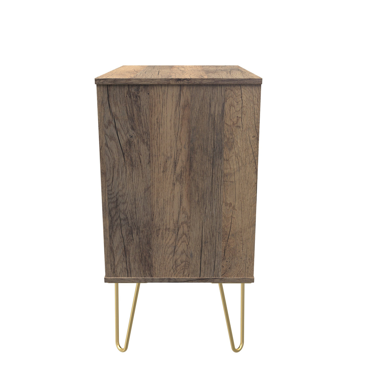 Linear 3 Drawer Midi Chest with Gold Hairpin Legs - Welcome Furniture