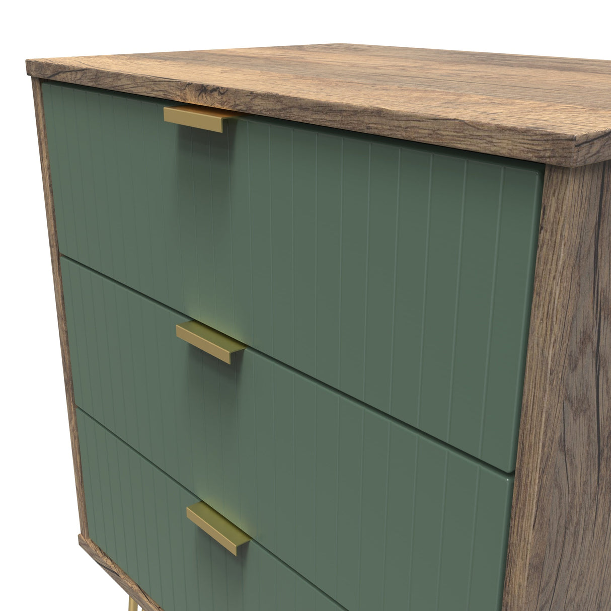Linear 3 Drawer Midi Chest with Gold Hairpin Legs - Welcome Furniture