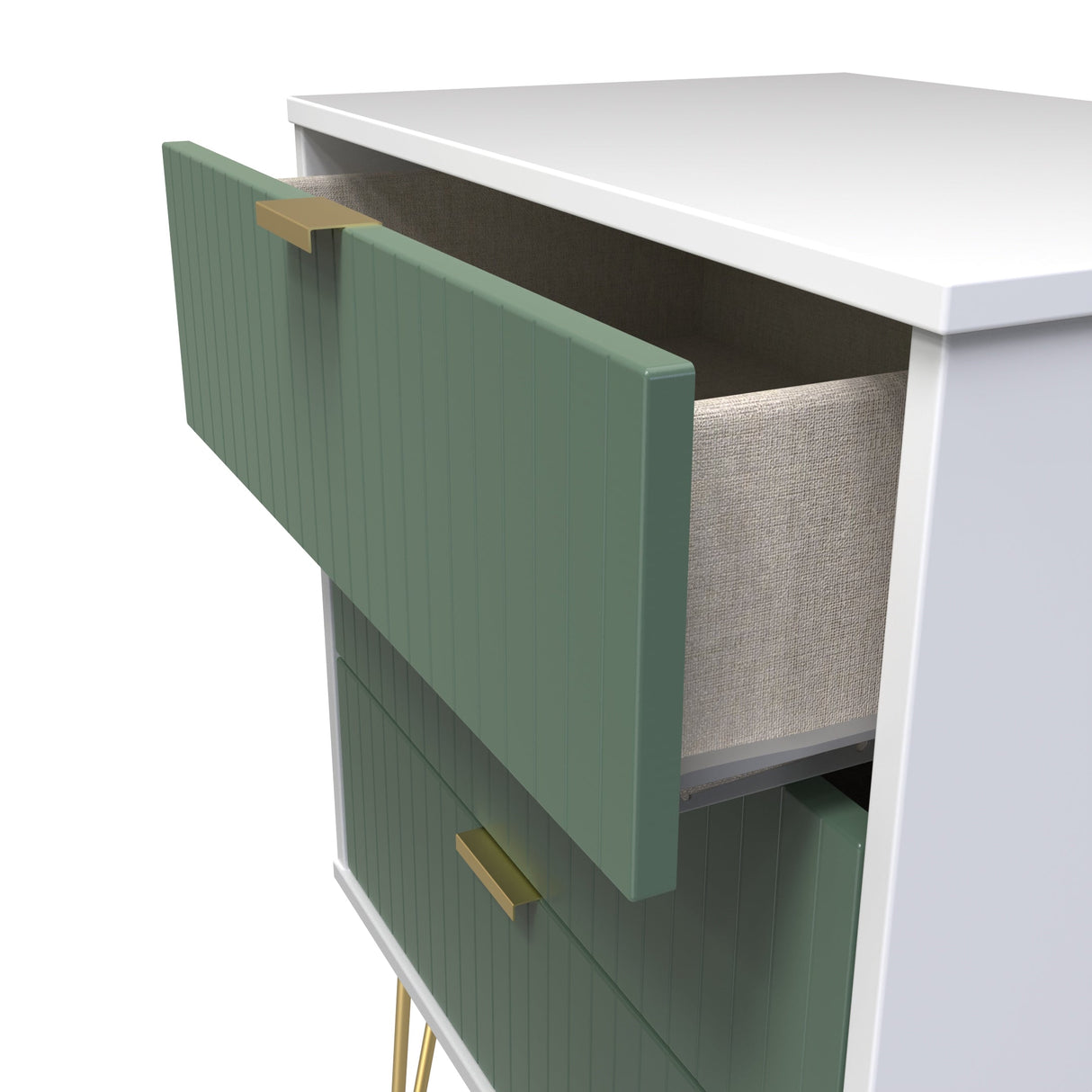 Linear 3 Drawer Midi Chest with Gold Hairpin Legs - Welcome Furniture