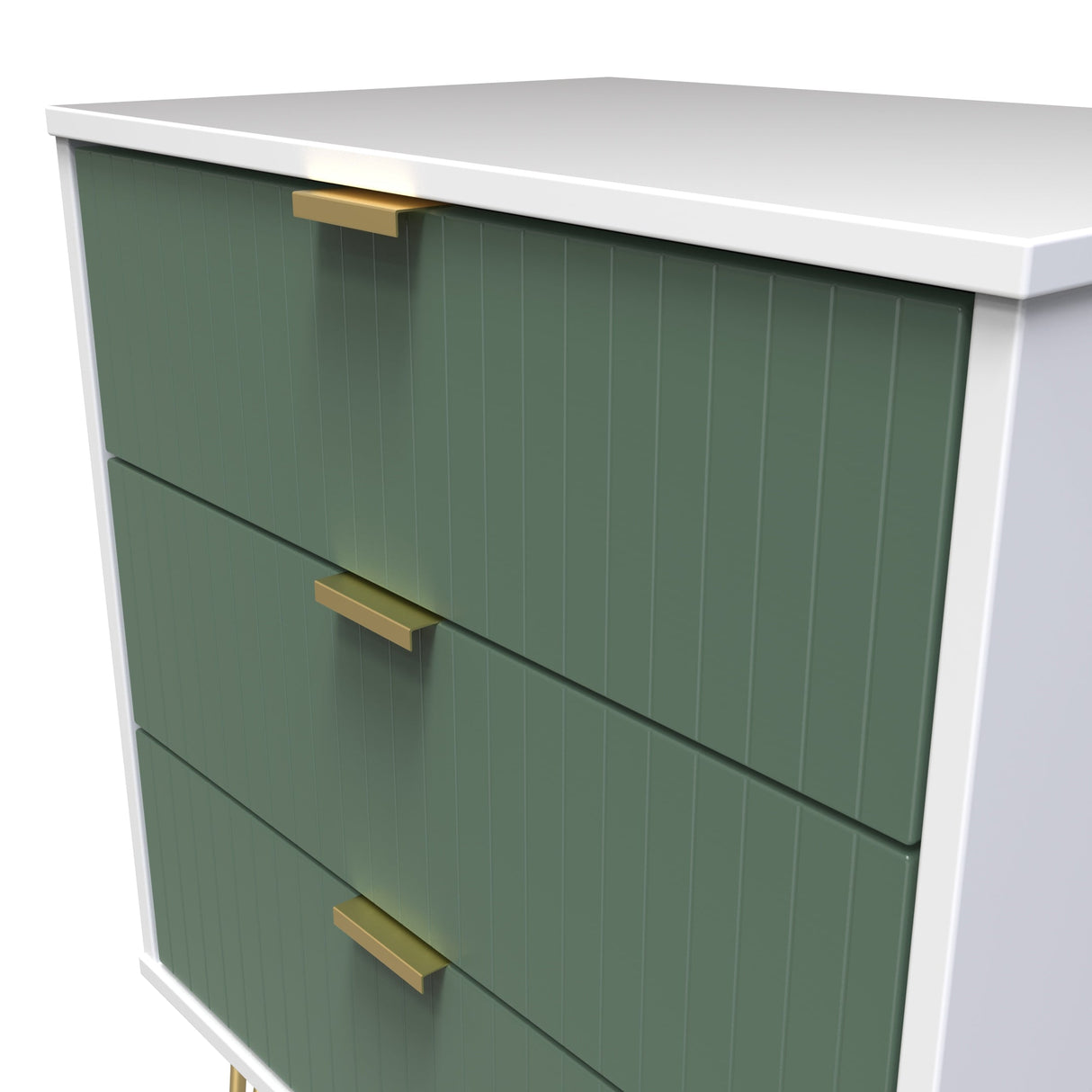 Linear 3 Drawer Midi Chest with Gold Hairpin Legs - Welcome Furniture